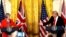 FILE - British Prime Minister Theresa May and U.S. President Donald Trump during their joint news conference at the White House in Washington, Jan. 27, 2017. Both the Trump presidential campaign and the Brexit campaign used Big Data to reach voters.