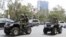 Kenyan police patrol along a main street as the country prepares to receive U.S. President Barack Obama for his three-day state visit, in Kenya's capital Nairobi, July 24, 2015. 