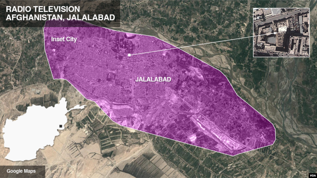 Lokasi Radio Television Afghanistan (RTA), di Jalalabad, Afghanistan.