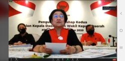 Ketua Umum PDIP, Megawati Soekarno Putri, menyampaikan arahan secara daring pengumuman tahap II untuk 45 Pilkada 2020, 17 Juli 2020.