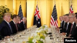 U.S. President Donald Trump attends a bilateral dinner with the Prime Minister of Australia Scott Morrison, ahead of the G20 summit in Osaka, Japan June 27, 2019. 