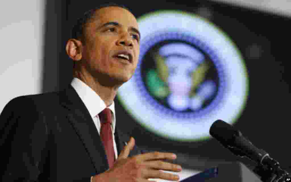 U.S. President Barack Obama speaks about the conflict in Libya during an address at the National Defense University in Washington, March 28, 2011.