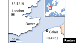 Map: The English Channel between France and the United Kingdom.