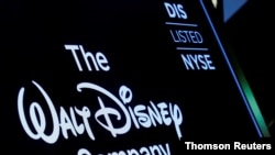 Logo de la compañía Walt Disney Company en la Bolsa de Nueva York.