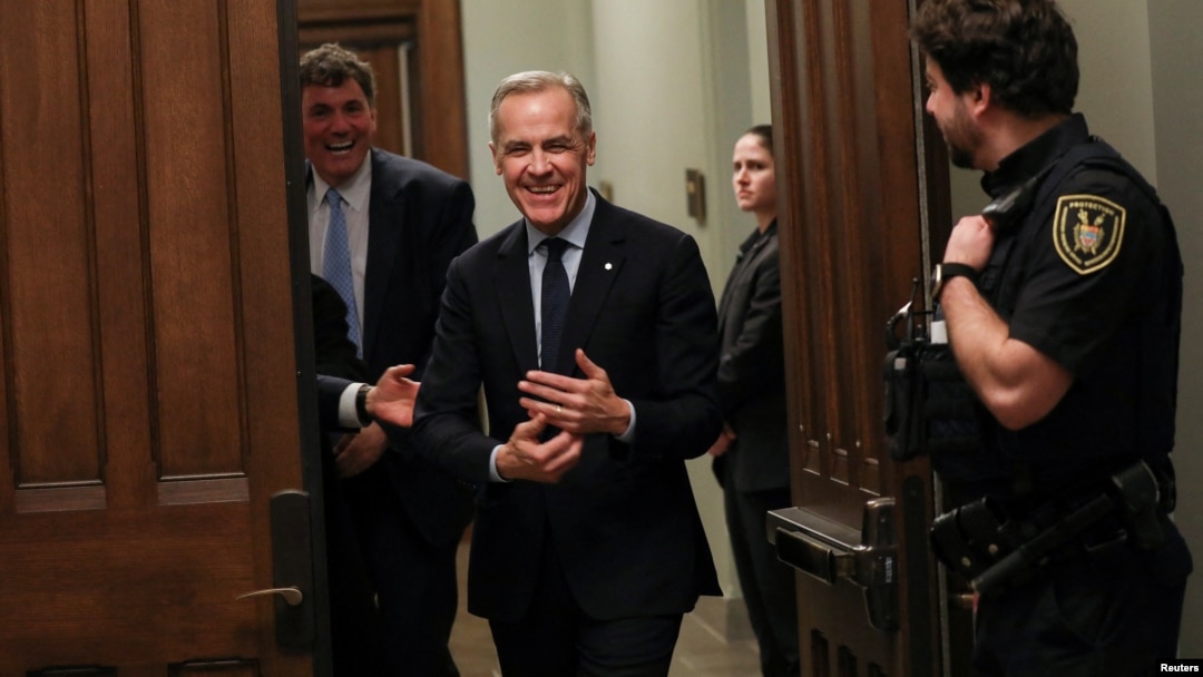 Canada's Prime Minister-designate Mark Carney visits the Prime Minister's office, after being elected Liberal Leader the previous day, on Parliament Hill in Ottawa, Ontario, March 10, 2025. 
