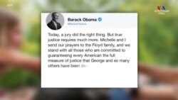 "Ատենակալներն այսօր ճիշտ որոշում կայացրեցին, Դերեք Շովինին Ջորջ Ֆլոյդի սպանության մեջ մեղավոր ճանաչելով". ԱՄՆ նախկին նախագահ Բարաք Օբամա