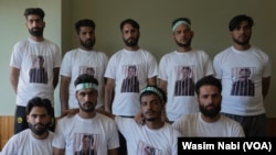 Relatives of incarcerated cleric Sarjan Barkati prepare to leave their rental accommodation as they were scheduled to address the public at the Beerwah area of Budgam district in central Kashmir, Sept. 11, 2024.