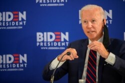 FILE - Democratic U.S. presidential candidate Joe Biden speaks at a campaign event devoted to the reopening of the U.S. economy during the coronavirus pandemic in Philadelphia, June 11, 2020.