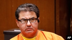 FILE - In this July 15, 2019, photo, Naason Joaquin Garcia, the leader of a Mexico-based evangelical church with a worldwide membership, attends a bail review hearing in Los Angeles Superior Court in Los Angeles.