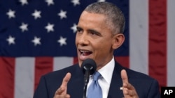 President Barack Obama delivers his State of the Union address to a joint session of Congress on Capitol Hill on Tuesday, Jan. 20, 2015, in Washington. (AP Photo/Mandel Ngan, Pool)