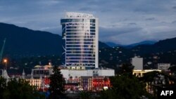A picture taken Nov. 24, 2017 shows a general view of the Leogrand hotel in Georgia's Black Sea resort city of Batumi.