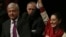 FILE - Presidential hopeful Andres Manuel Lopez Obrador, left, and Claudia Sheinbaum, coordinator of the Morena political party, hold hands at an event at the National Auditorium in Mexico City, Nov. 20, 2017.