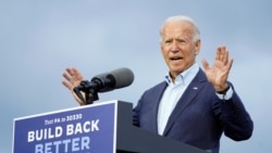 U.S. Democratic presidential candidate Joe Biden speaks during a campaign event at United Association (UA) Plumbers Local 27 in Erie, PA, Oct. 10, 2020.