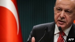레제프 타이이프 에르도안 터키 대통령이 8일 앙카라에서 연설했다.