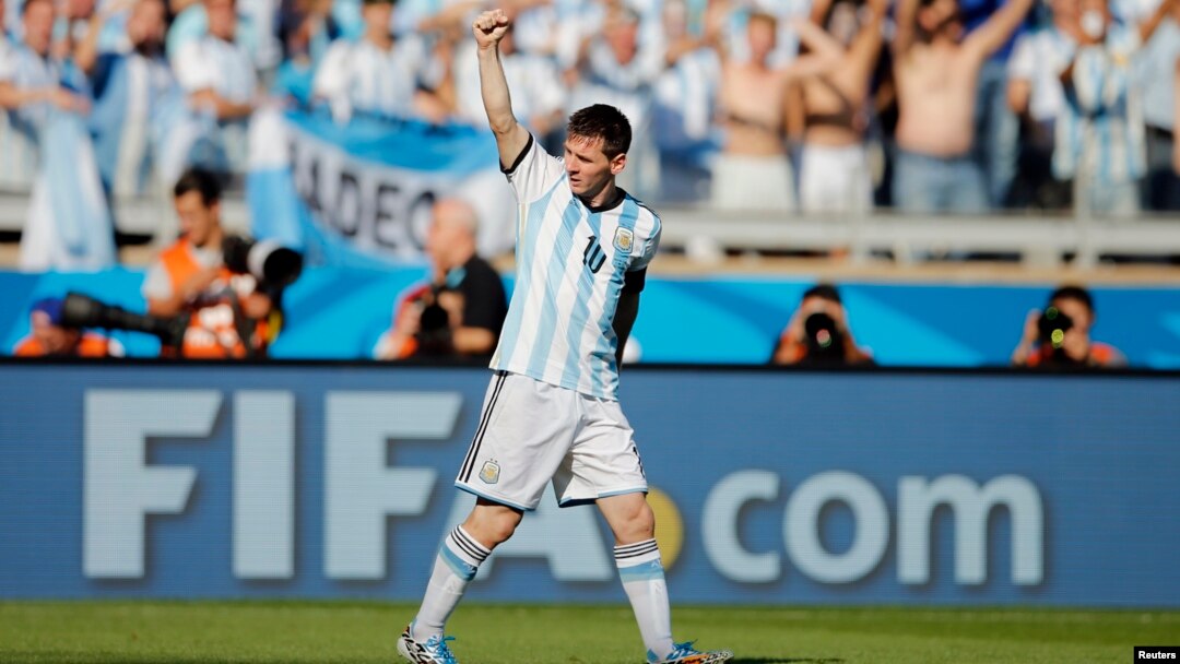 Argentina's Lionel Messi celebrates after scoring against Iran during their 2014 World Cup Group F soccer match at the Mineirao stadium in Belo Horizonte June 21, 2014.