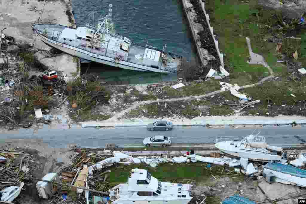 An aerial view of damage from Hurricane Dorian in Marsh Harbour, Great Abaco Island in the Bahamas, Sept. 5, 2019. Hurricane Dorian lashed the Carolinas after devastating the Bahamas and killing at least 20 people.