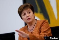 Direktur Pelaksana Dana Moneter Internasional Kristalina Georgieva pada konferensi pers di Berlin, Jerman, 29 November 2022. (Foto: REUTERS/Michele Tantussi)