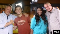 Larry London pictured with Scotty McCreery on the left, and Candice Glover on the right