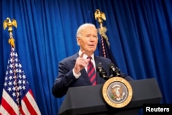 U.S. President Joe Biden delivers remarks on the Gaza ceasefire deal between Hamas and Israel, during a visit to the Royal Missionary Baptist Church in North Charleston, South Carolina, Jan. 19, 2025.