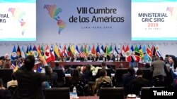 Cancilleres de las Américas concluyen negociaciones sobre documento de compromiso que firmarán jefes de estado y de gobierno en la VIII Cumbre de las Américas. Lima, Perú 13 de abril de 2018. Foto: @CancilleriaPerú