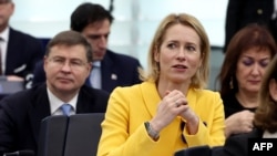 Estonia's EU Commissioner-Designate Kaja Kallas, high representative and vice president for foreign affairs and security policy, is seen at the European Parliament on Nov. 27, 2024, in Strasbourg, France.