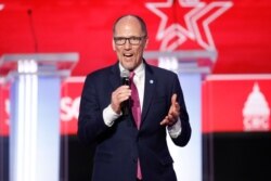 Democratic National Committee chair Tom Perez speaks before the start of the Democratic presidential primary debate at the Gaillard Center, Feb. 25, 2020, in Charleston, South Carolina.