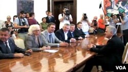 Predsednik Srbije,Tomislav Nikolić na razgovorima o novoj vladi sa rukovodstvom SNS-a