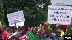 Demonstrators outside the White House protest President Obama's planned trip to Ethiopia in this July 3, 2015 photo.