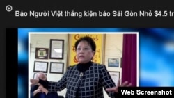 Trong bản tin video trên mạng, tờ Người Việt cho biết họ đã thắng kiện tuần báo Sài Gòn nhỏ 4,5 triệu đôla. 