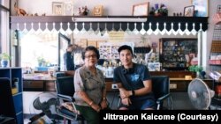 Champ Ensminger (right) worked with his grandmother, Ninlawan Pinyo (left), in Yai Nin, Ensminger's short documentary.