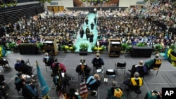 FILE - Graduation ceremonies for University of North Carolina Wilmington are shown in this 2014 file photo.