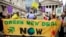 Climate activists take part in protest through the streets of London, Nov. 6, 2021.