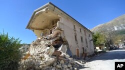 A destroyed house in the village of Pretare, near Arquata del Tronto, Italy, Nov. 1, 2016. Earthquake aftershocks gave central Italy no respite on Tuesday, haunting a region where thousands of people were left homeless and frightened by a massive weekend tremor that razed centuries-old towns. 