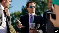 White House communications director Anthony Scaramucci speaks to members of the media outside the White House in Washington, July 25, 2017. 