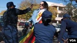 One of the arrested protesters Jenni Williams at Queens Sports Club in Bulawayo