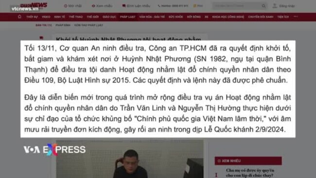 Việt Nam: Thêm một người bị khởi tố, bắt giam với cáo buộc ‘lật đổ chính quyền’ 