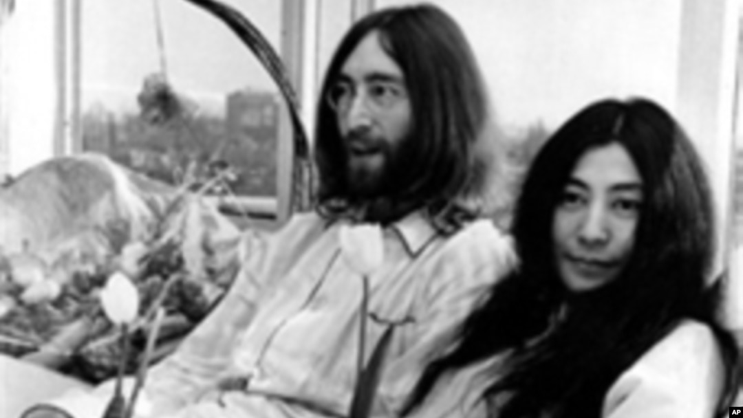 John Lennon and Yoko Ono held two week-long Bed-Ins for Peace in Amsterdam and Montreal to protest the US war in Vietnam. Here the couple is pictured at the Hilton Hotel in Amsterdam on March 25, 1969.