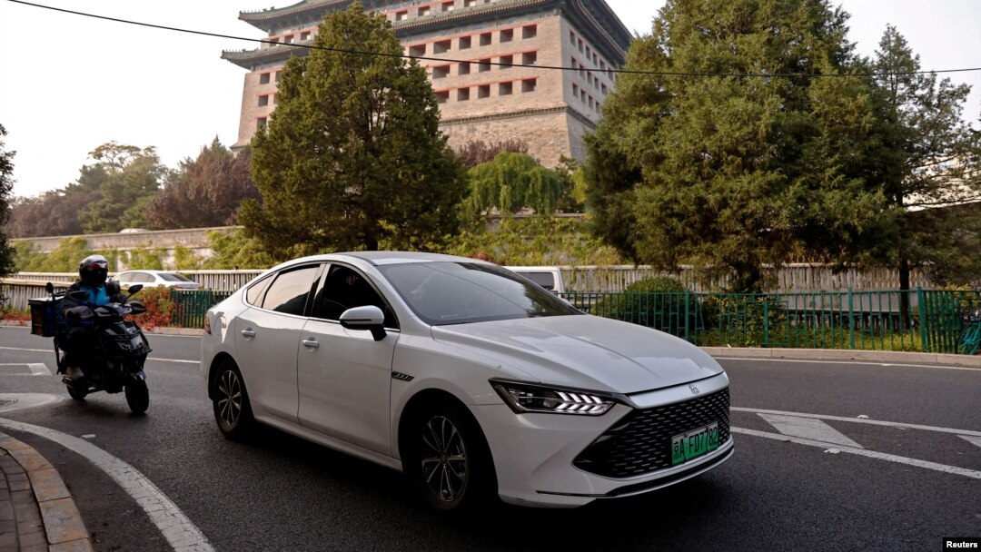 北京街頭的比亞迪電動車。（資料照片）