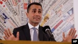 Five-Star Movement's leader Luigi Di Maio, talks at the foreign press association headquarters in Rome, March 13, 2018. 