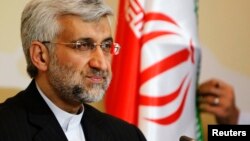 Iran's chief negotiator Saeed Jalili attends a news conference after the talks on Iran's nuclear programme in Almaty, April 6, 2013.