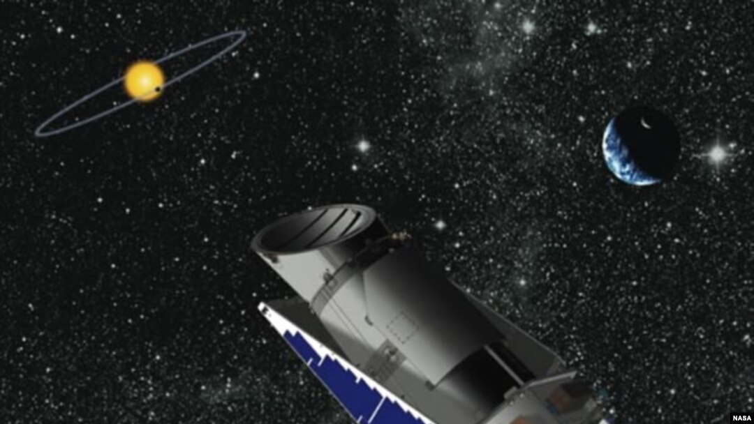 Artist's rendering of the Kepler Space Telescope in orbit. (NASA)