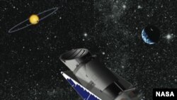 Artist's rendering of the Kepler Space Telescope in orbit. (NASA)