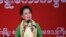 FILE - Myanmar's opposition leader Aung San Suu Kyi speaks during an election campaign for her National League for Democracy party, Sept 27, 2015.