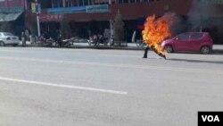 Dorjee Rinchen Engulfed in Flames