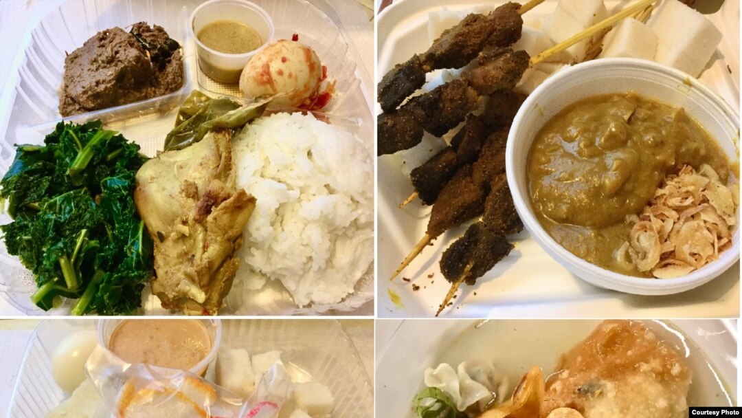 Berbagai macam makanan yang disajikan dalam festival kuliner halal bertajuk “Indo Feast” di San Jose, California, AS, sebagai ilustrasi. (Foto: Ake Pangestuti). 