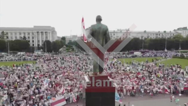 Lenin Square in the regional city of Mogilev, Belarus, Sunday, August 16.