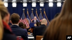 U.S. Federal Reserve Board Chair Jerome Powell speaks during a news conference at the Federal Reserve on Dec. 18, 2024, in Washington. The Fed cut its key interest rate by a quarter-point.