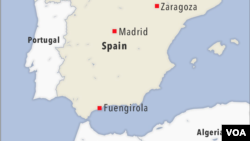 FILE: Map of Madrid, Zaragoza and Fuengirola Spain. Uploaded Jan. 9, 2021.