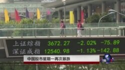 中国股市星期一再次暴跌