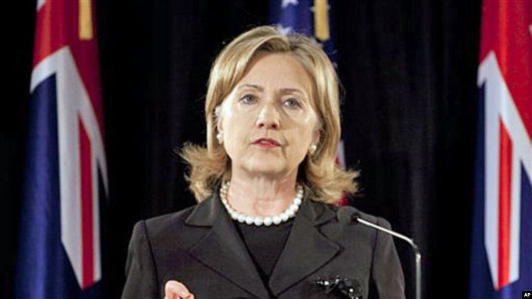 US Secretary of State Hillary Clinton during a news conference in New Zealand, at the Parliament Complex, Wellington, 04 Nov 2010